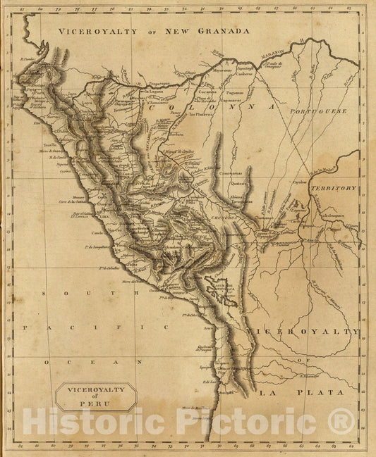 Historic Map : Peru., 1812, Vintage Wall Art