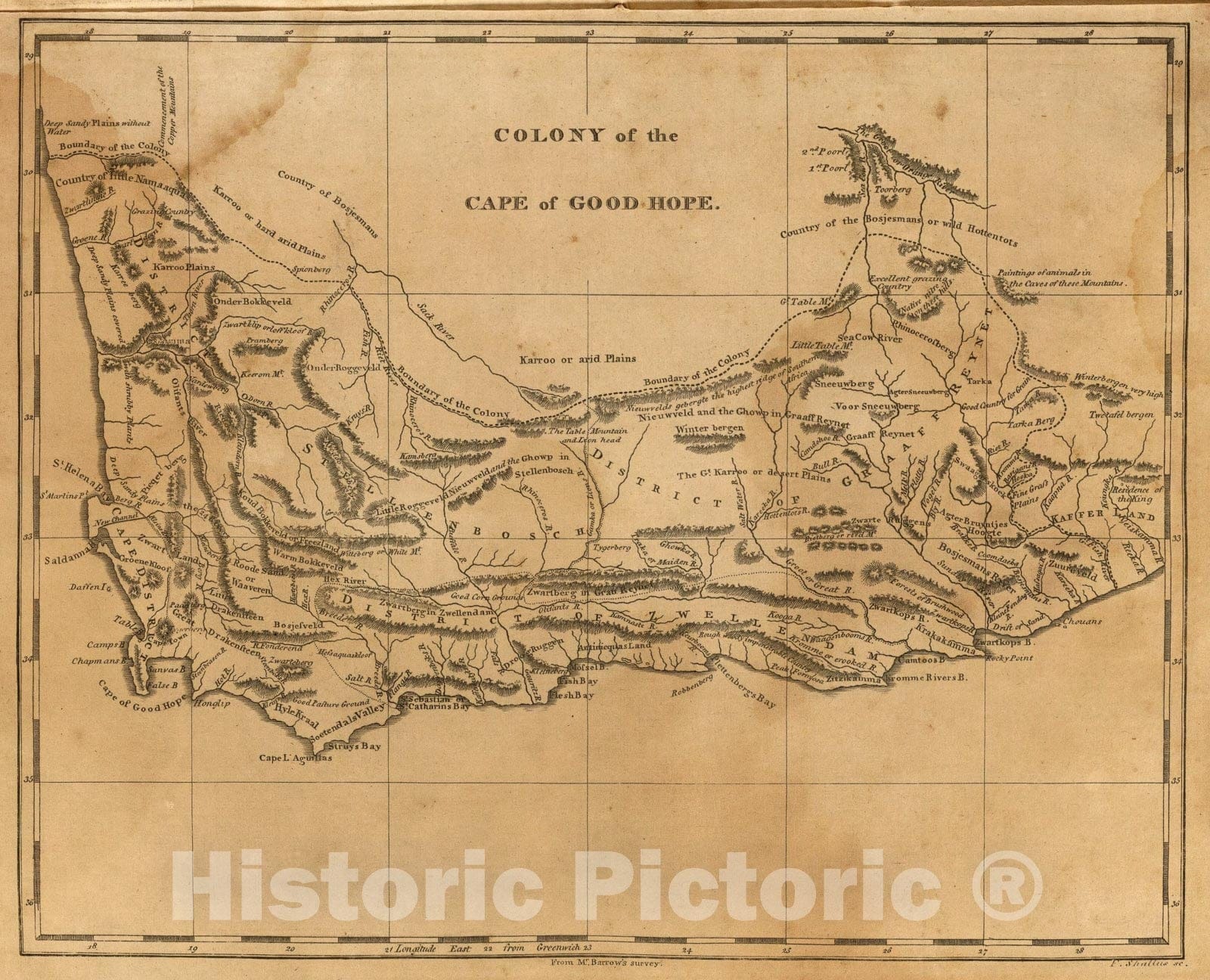 Historic Map : Cape Colony., 1812, Vintage Wall Art