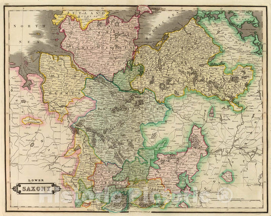 Historic Map : Lower Saxony., 1831, Vintage Wall Art
