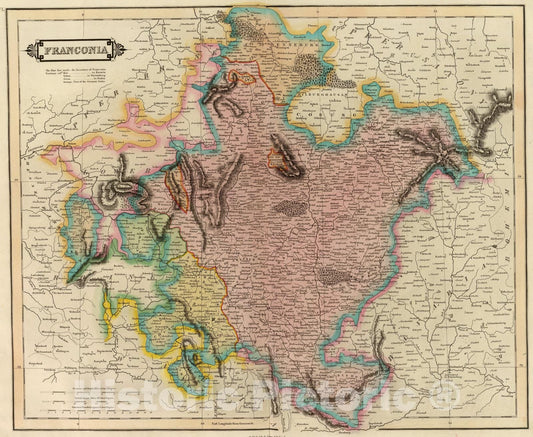 Historic Map : Franconia., 1831, Vintage Wall Art