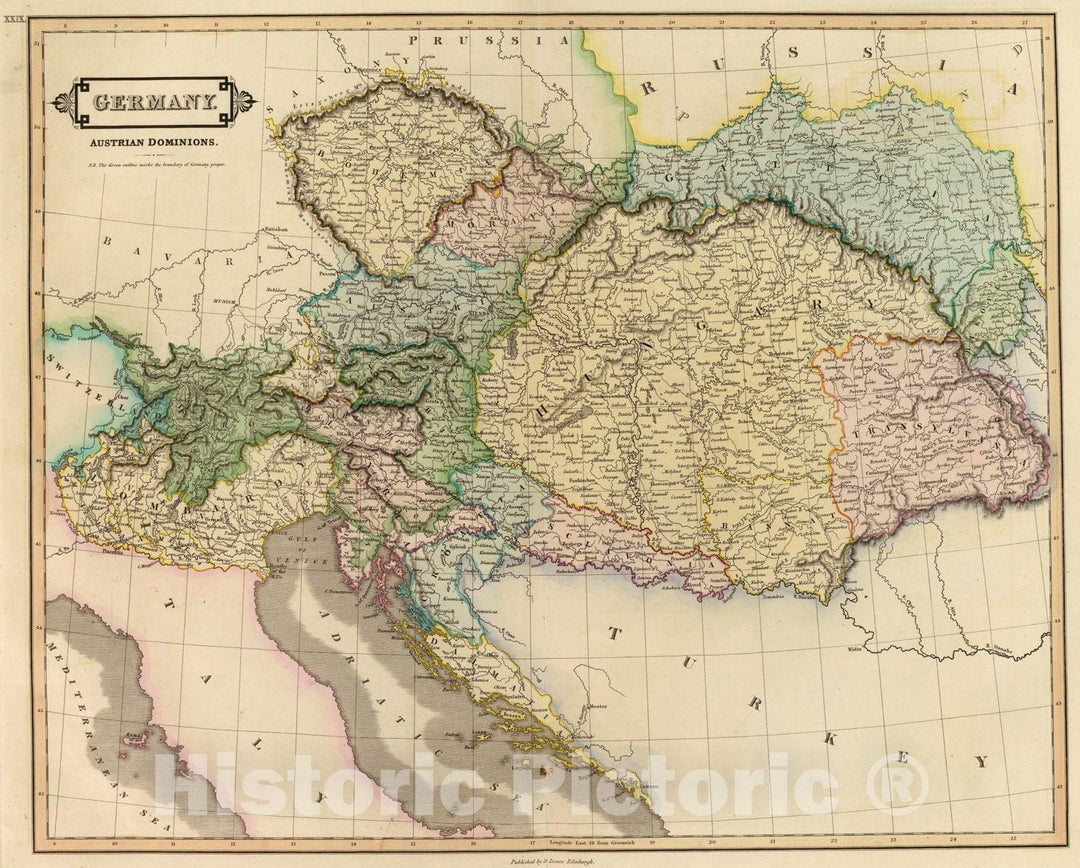 Historic Map : Austrian Dominions., 1831, Vintage Wall Art