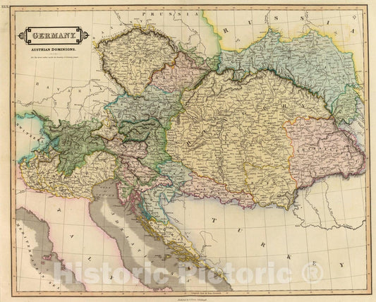 Historic Map : Austrian Dominions., 1831, Vintage Wall Art