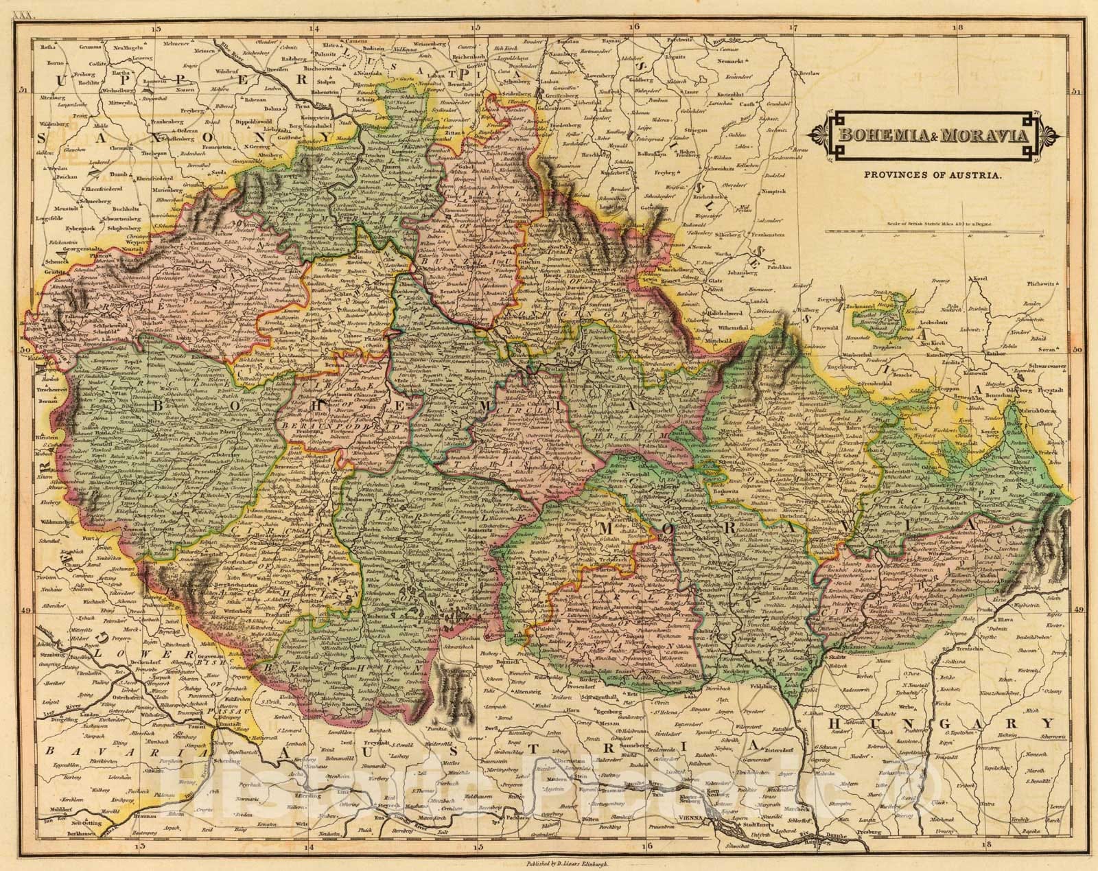 Historic Map : Bohemia, Moravia., 1831, Vintage Wall Art