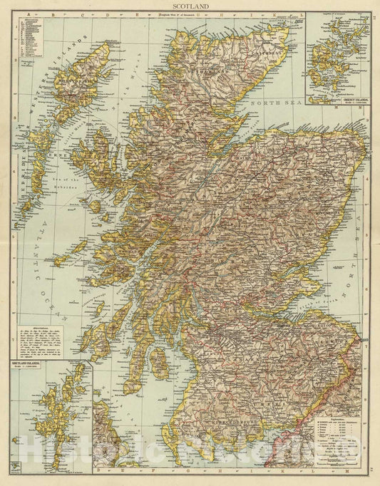Historic Map : Scotland., 1895, Vintage Wall Art