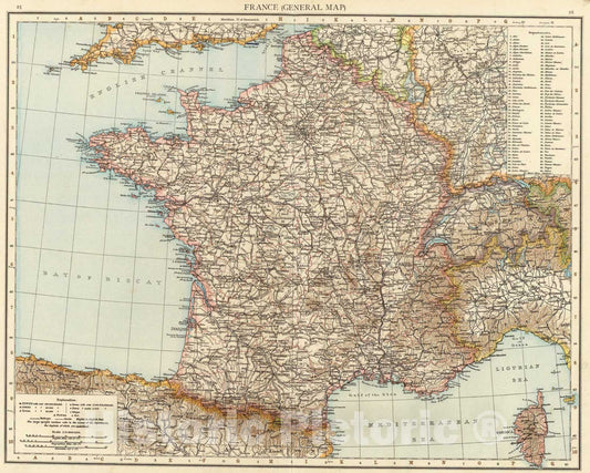 Historic Map : France., 1895, Vintage Wall Art
