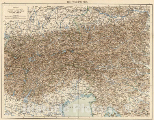 Historic Map : Austrian Alps., 1895, Vintage Wall Art