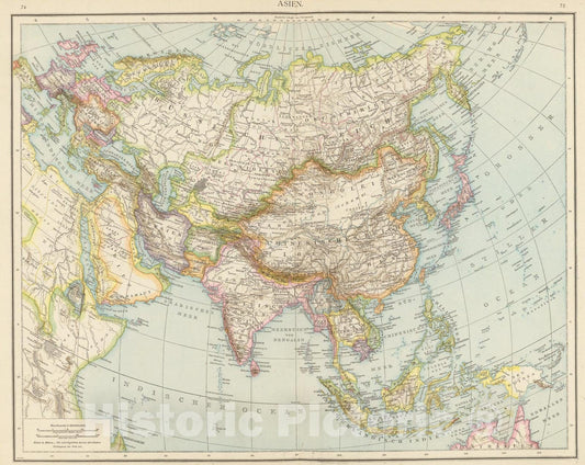 Historic Map : Asien., 1881, Vintage Wall Art