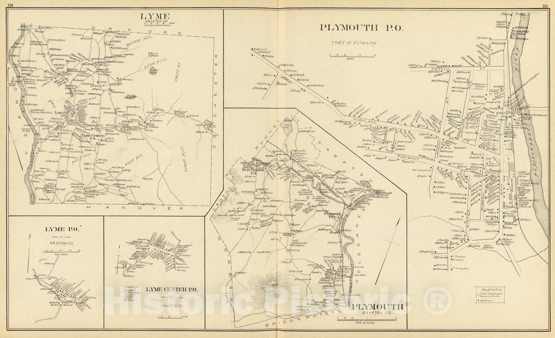 Historic Map : Plymouth P.O., 1892, Vintage Wall Art