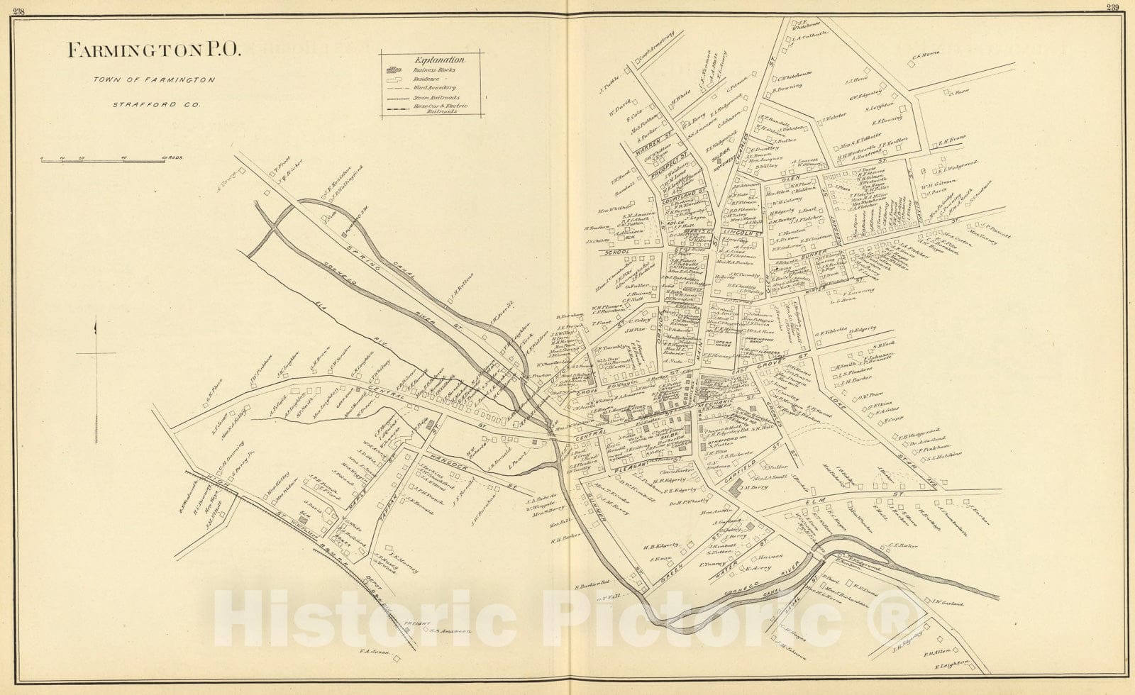 Historic Map : Farmington P.O., 1892, Vintage Wall Art