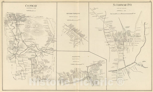 Historic Map : Conway, N. Conway P.O., 1892, Vintage Wall Art
