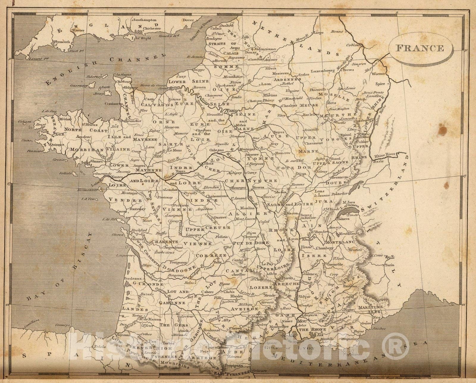 Historic Map : France., 1804, Vintage Wall Art
