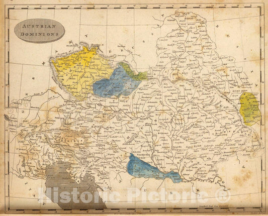 Historic Map : Austrian Dominions., 1804, Vintage Wall Art