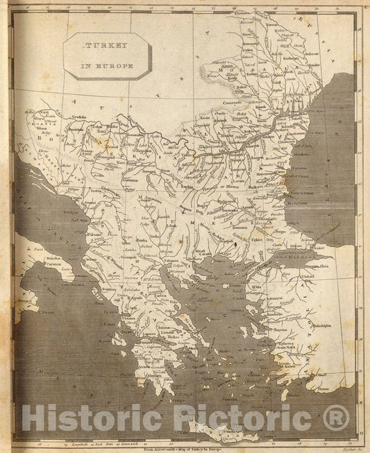 Historic Map : Turkey In Europe., 1804, Vintage Wall Art