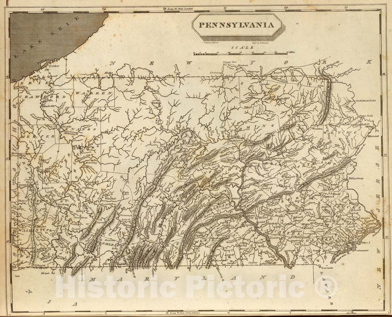 Historic Map : Pennsylvania., 1804, Vintage Wall Art