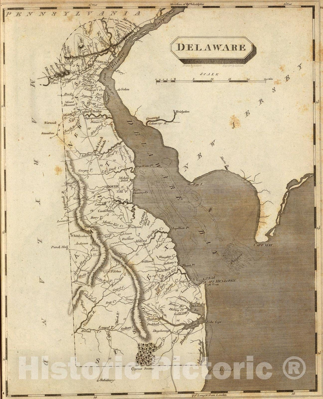 Historic Map : Delaware., 1804, Vintage Wall Art