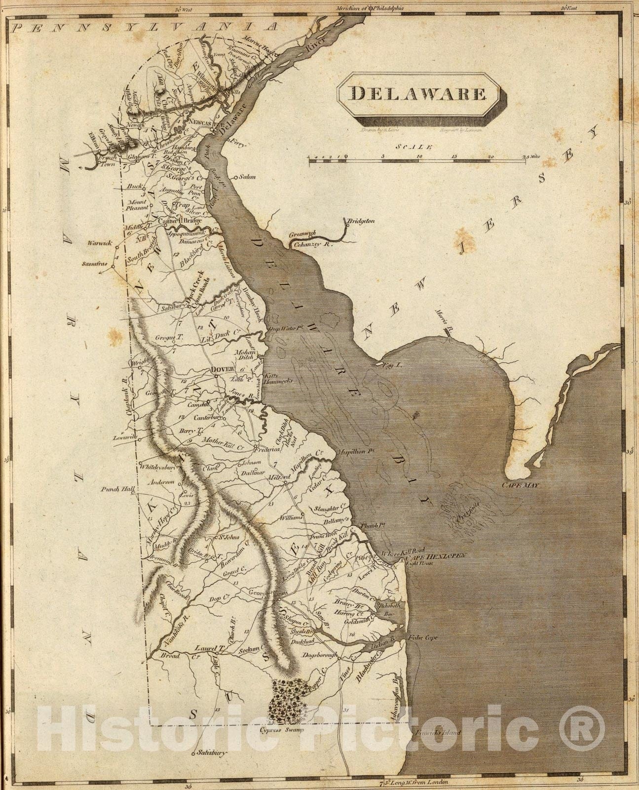 Historic Map : Delaware., 1804, Vintage Wall Art