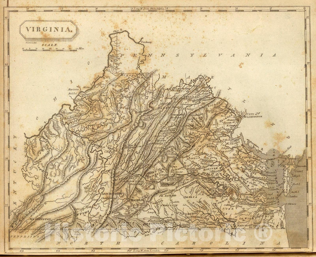 Historic Map : Virginia., 1804, Vintage Wall Art