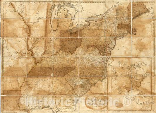 Historic Map : Map of the United States., 1809, Vintage Wall Art