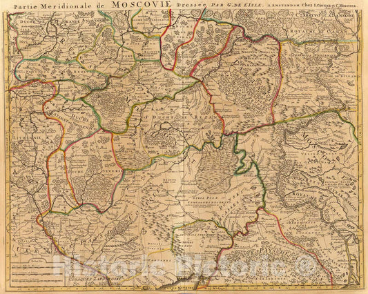 Historic Map : Moscovie Meridionale., 1742, Vintage Wall Art