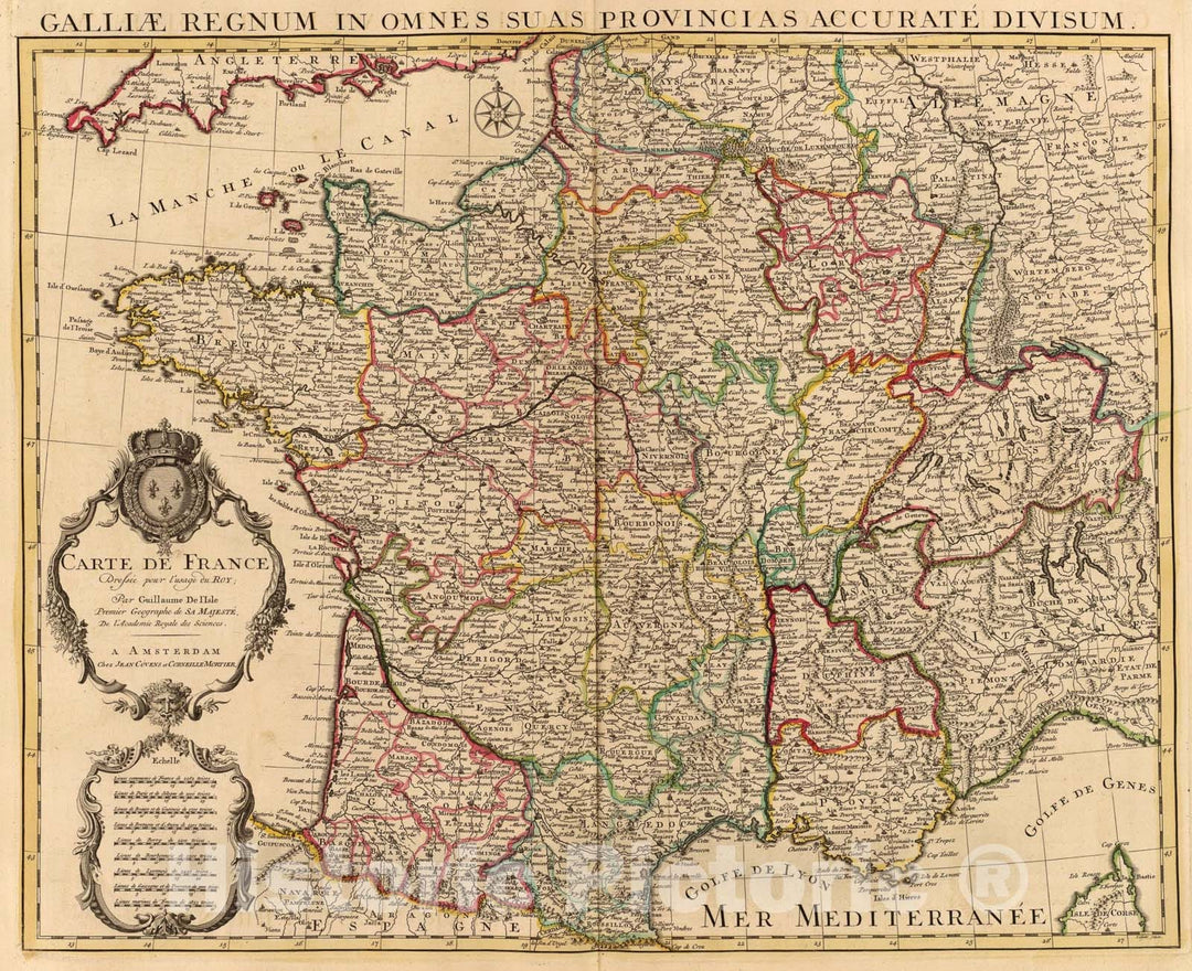 Historic Map : France., 1742, Vintage Wall Art