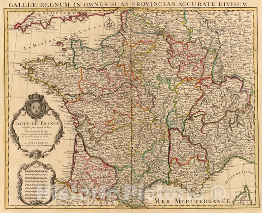 Historic Map : France., 1742, Vintage Wall Art