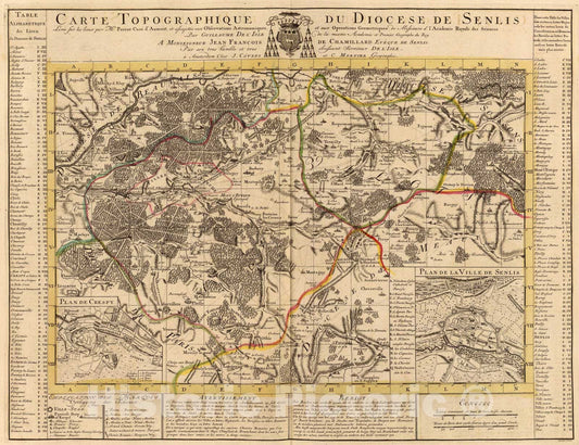 Historic Map : Diocese de Senlis., 1742, Vintage Wall Art
