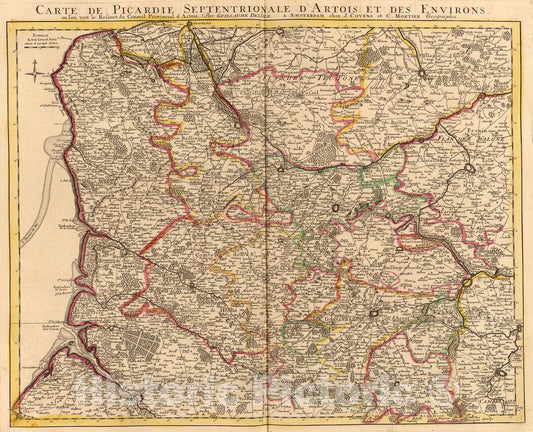 Historic Map : Picardie Sept., Artois., 1742, Vintage Wall Art