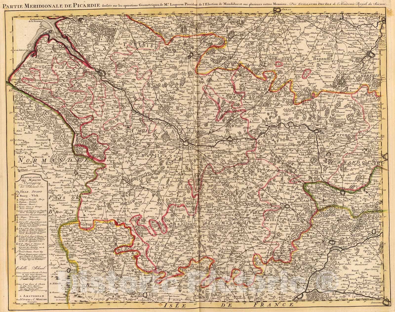 Historic Map : Picardie meridionale., 1742, Vintage Wall Art