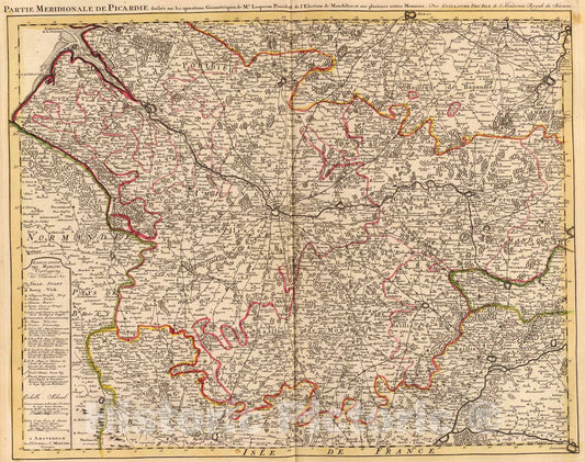 Historic Map : Picardie meridionale., 1742, Vintage Wall Art