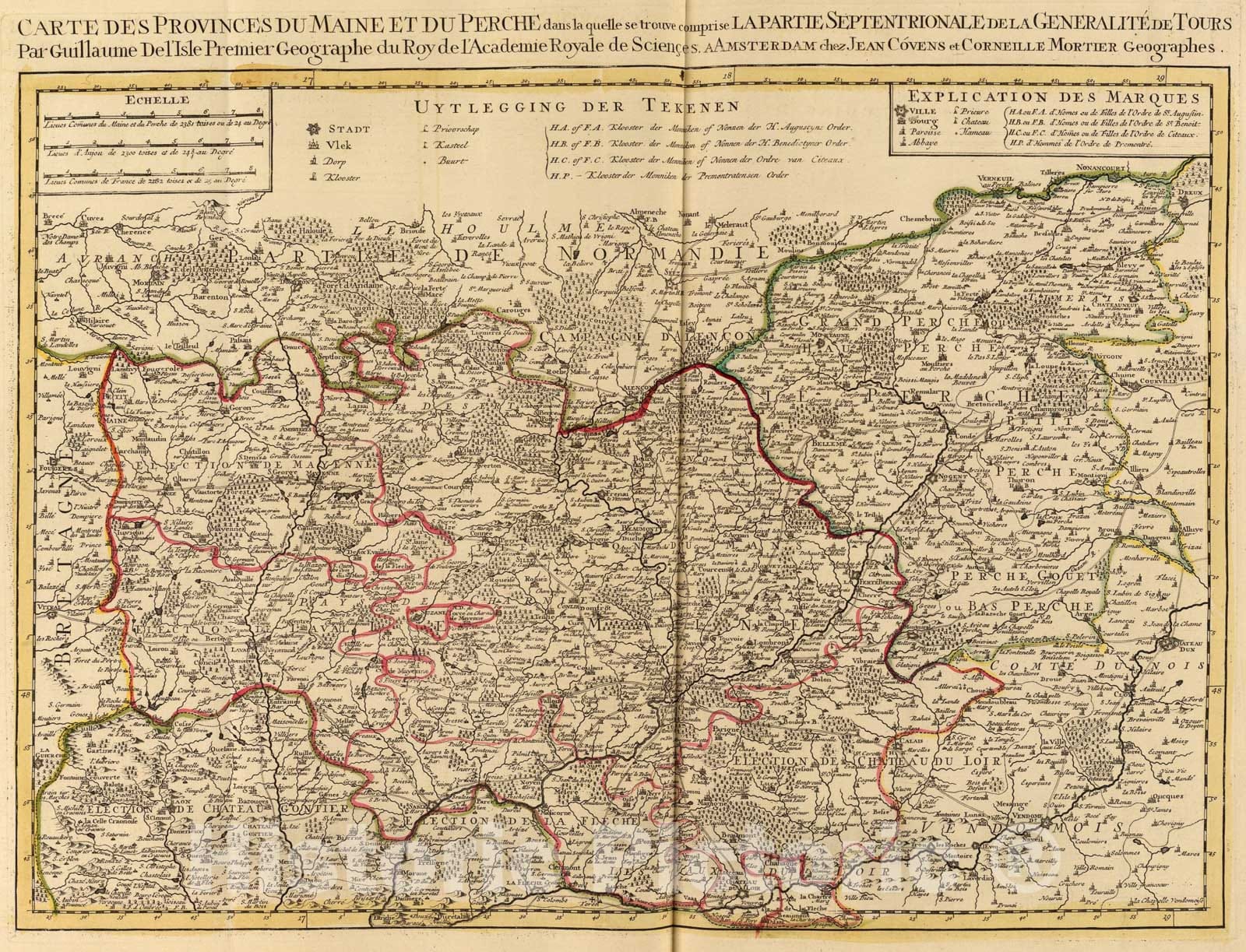 Historic Map : Maine, Perche., 1742, Vintage Wall Art