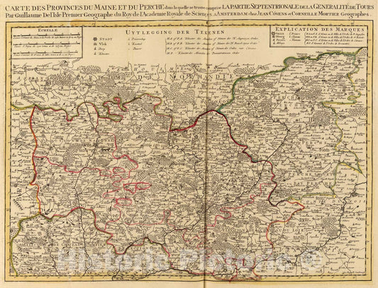 Historic Map : Maine, Perche., 1742, Vintage Wall Art