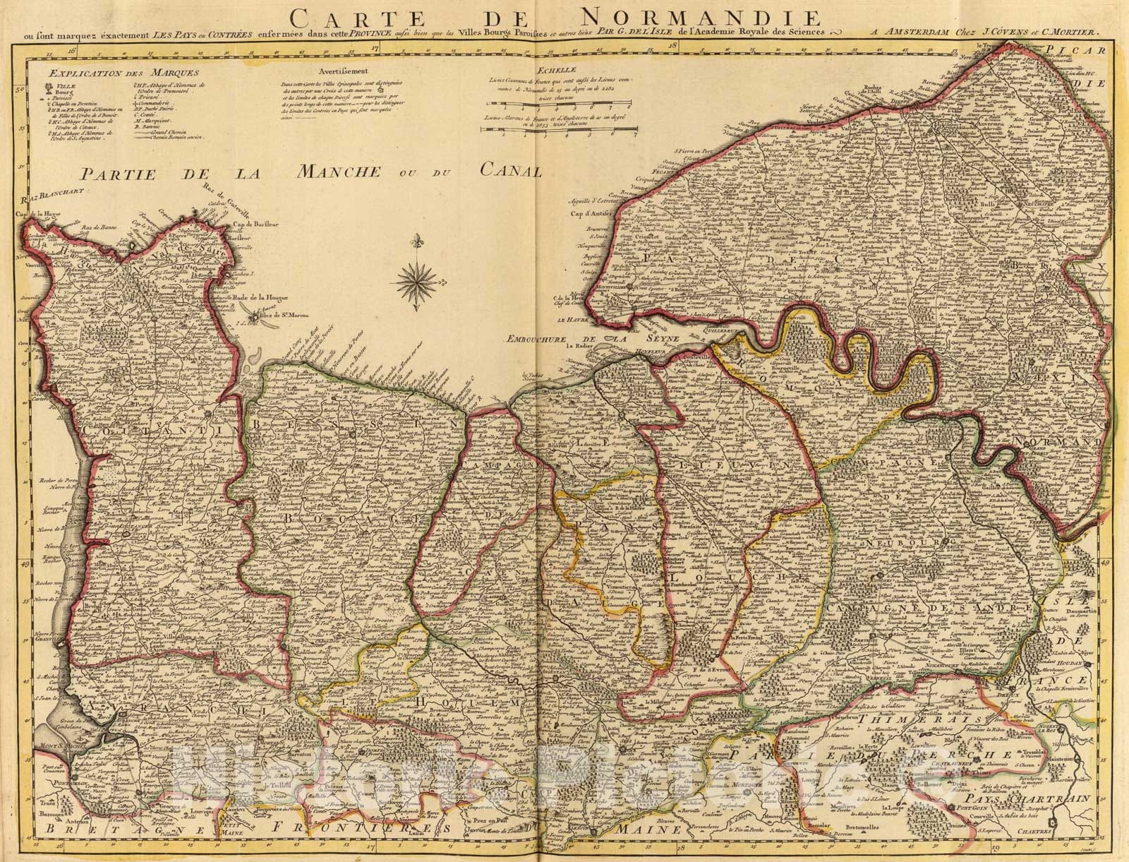 Historic Map : Normandie., 1742, Vintage Wall Art