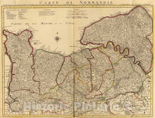 Historic Map : Normandie., 1742, Vintage Wall Art