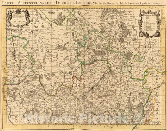 Historic Map : Bourgogne septentrionale., 1742, Vintage Wall Art