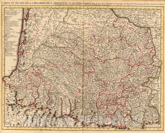 Historic Map : Bearn, Bigorre, Armagnac., 1742, Vintage Wall Art