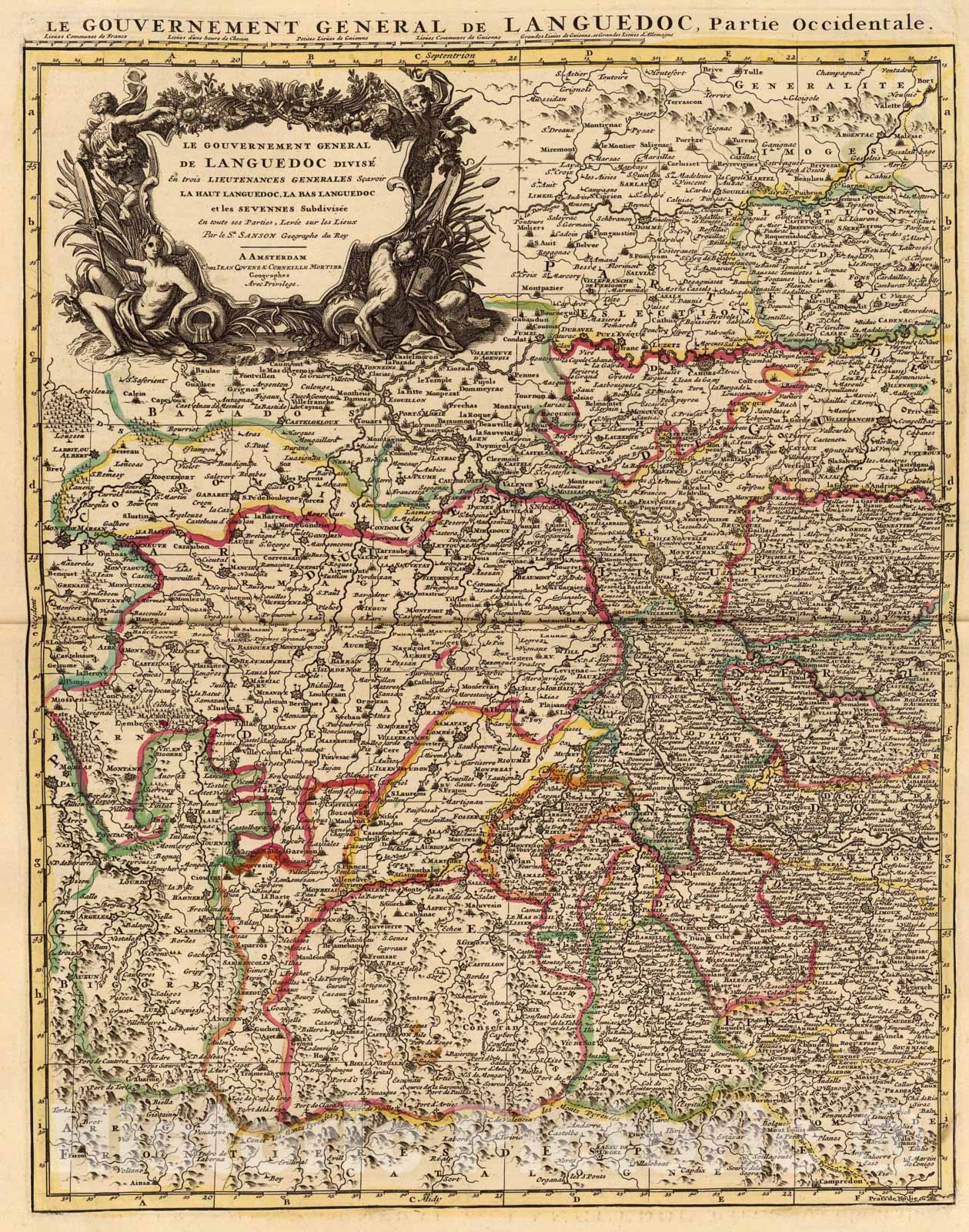 Historic Map : Languedoc, occidentale., 1742, Vintage Wall Art