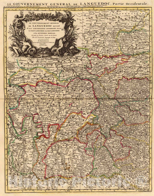 Historic Map : Languedoc, occidentale., 1742, Vintage Wall Art