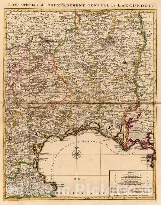 Historic Map : Languedoc, orientale., 1742, Vintage Wall Art