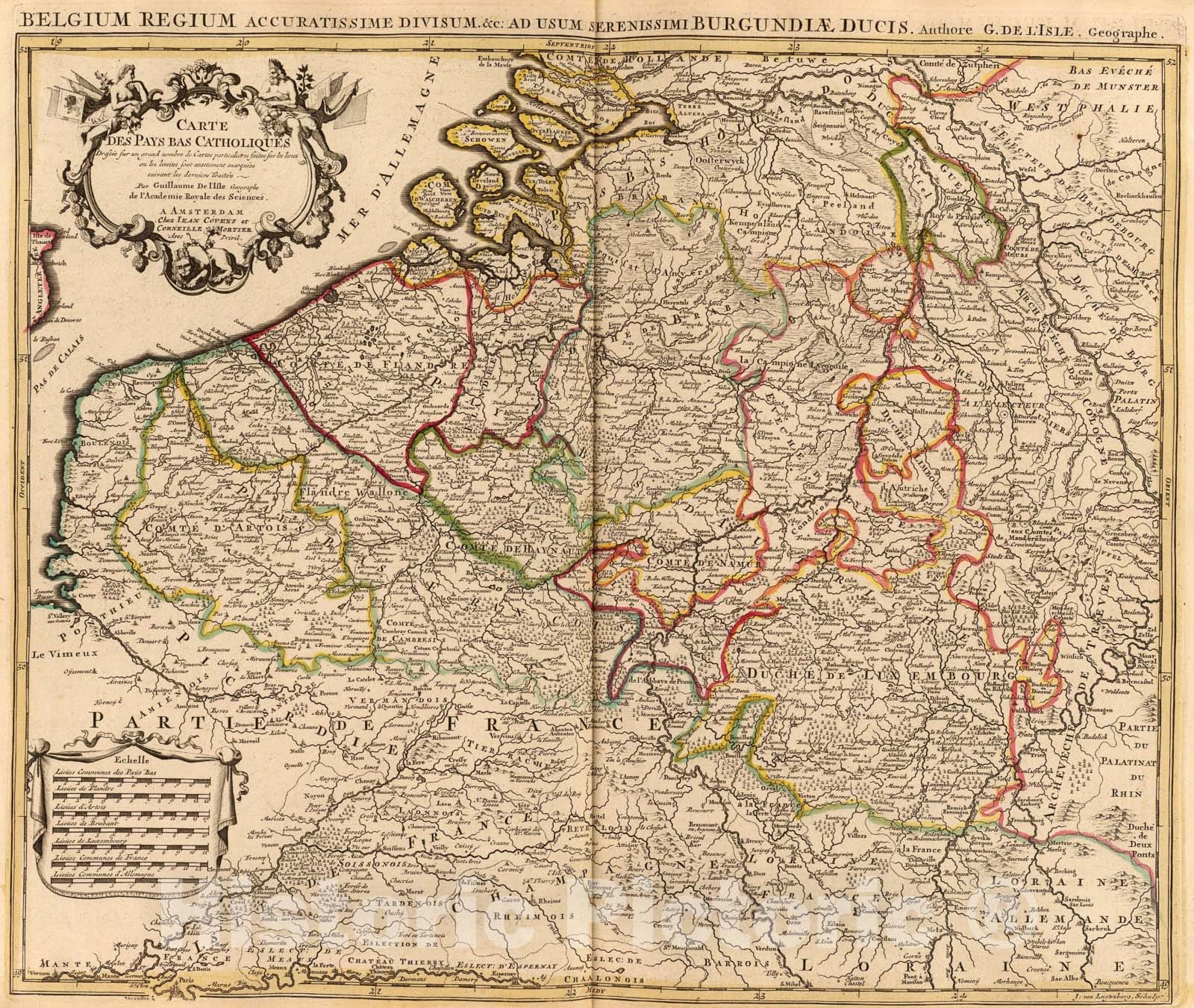 Historic Map : Pays Bas Catholoques., 1742, Vintage Wall Art
