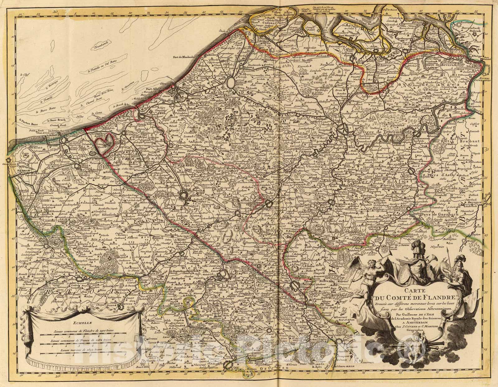 Historic Map : Comte de Flandre., 1742, Vintage Wall Art