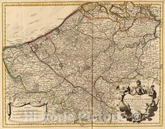 Historic Map : Comte de Flandre., 1742, Vintage Wall Art