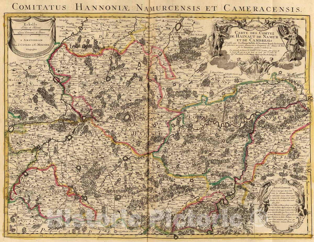 Historic Map : Hainaut, Namur, Cambresis., 1742, Vintage Wall Art