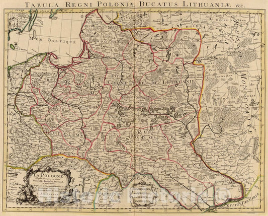 Historic Map : La Pologne., 1742, Vintage Wall Art