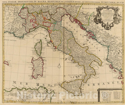 Historic Map : L'Italie., 1742, Vintage Wall Art