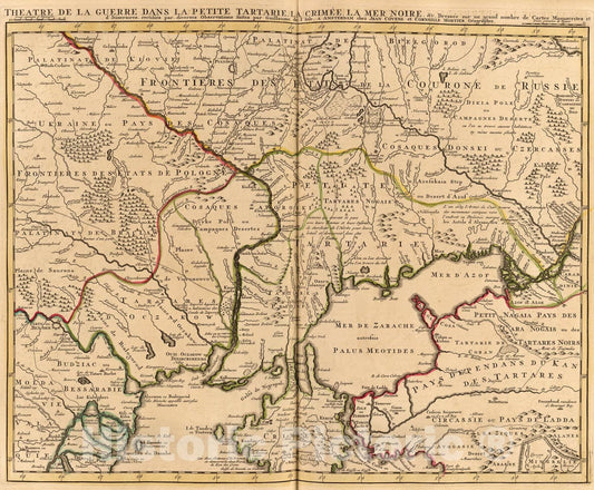 Historic Map : Theatre de la guerre, Petite Tartarie, Crimee, Mer Noire., 1742, Vintage Wall Art