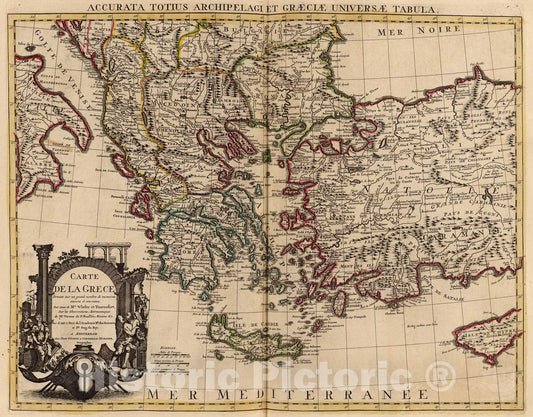 Historic Map : Carte de la Grece., 1742, Vintage Wall Art