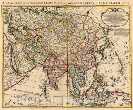Historic Map : Carte d'Asie., 1742, Vintage Wall Art