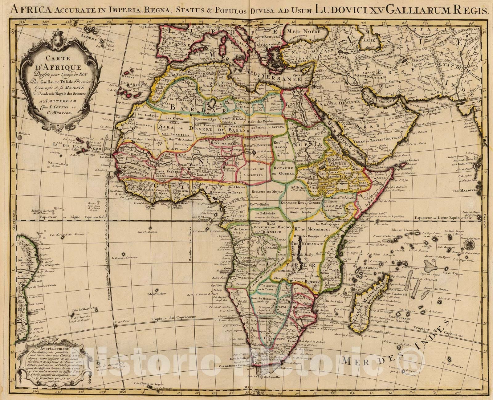 Historic Map : Carte d'Afrique., 1742, Vintage Wall Art