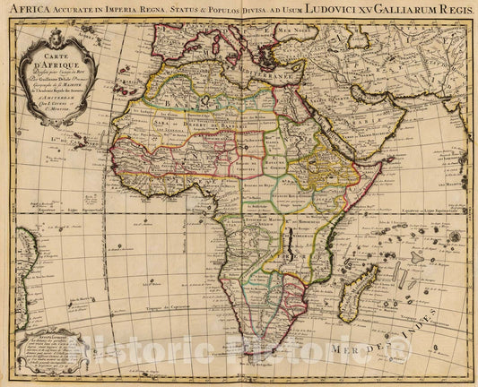 Historic Map : Carte d'Afrique., 1742, Vintage Wall Art