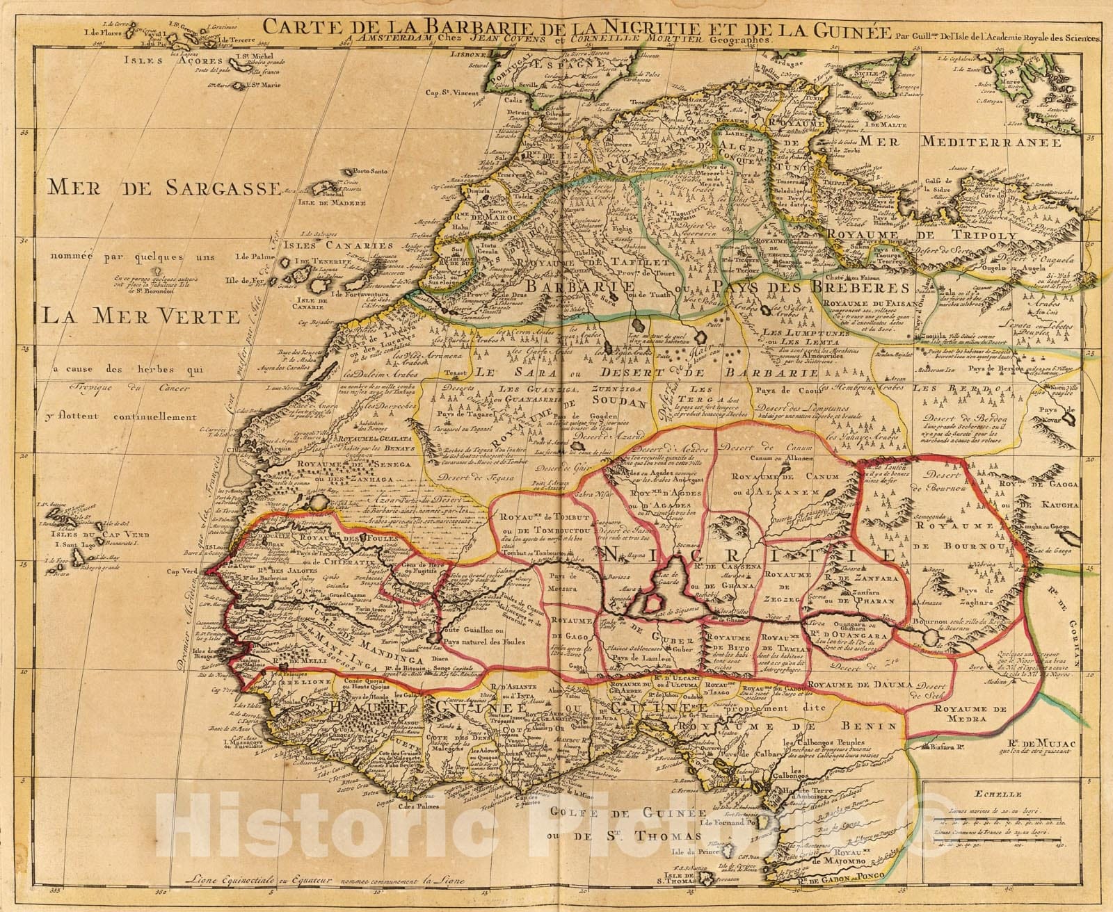 Historic Map : Barbarie, Nigritie, Guinee., 1742, Vintage Wall Art